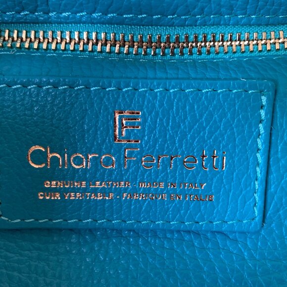 Chiara Ferretti Italy Leather Flap Over Woven Crossbody  Handbag Turquoise - Picture 11 of 16